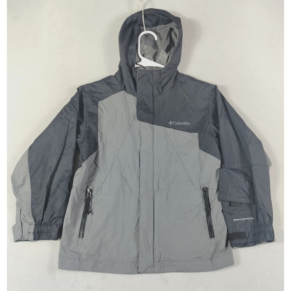 Columbia Ski Jacket Youth 8 Gray Hooded Omni Shield Waterproof Winter Snow
